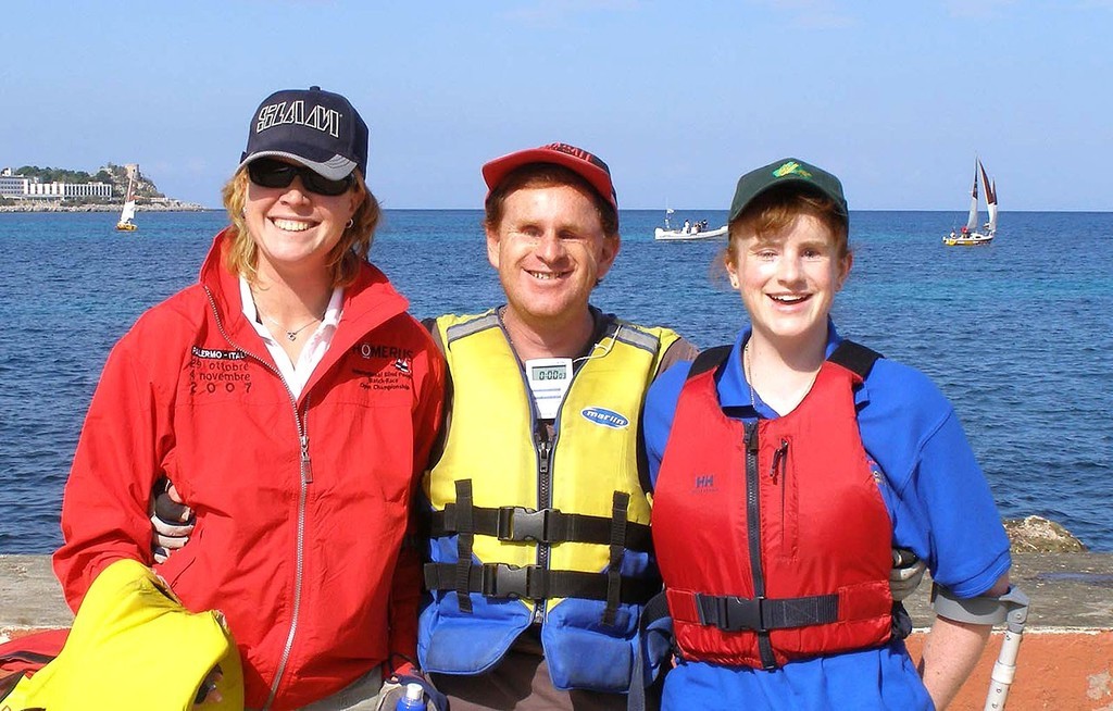 Australian Blind Match Racing Team L-R: Rachael Cox - coach, Ryan Honschooten - sheethand, Kylie Forth - helm © SW